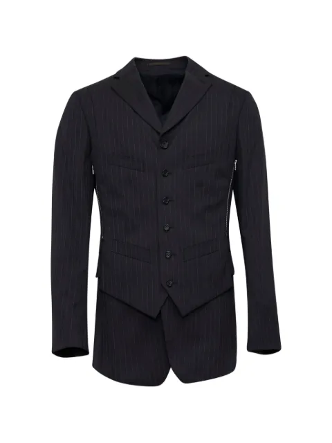 Comme des Garçons Homme Deux Dobby pinstripe-pattern zip-detail blazer