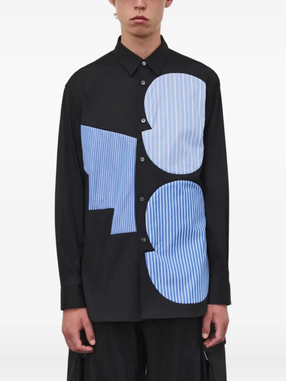 Comme Des Garçons Shirt Gestreept overhemd met patchwork Zwart