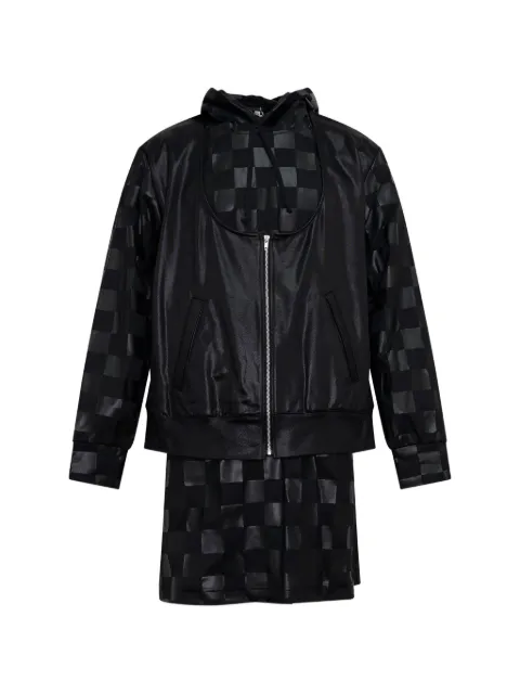 Comme des Garçons Homme Plus checkerboard-pattern layered-effect hoodie