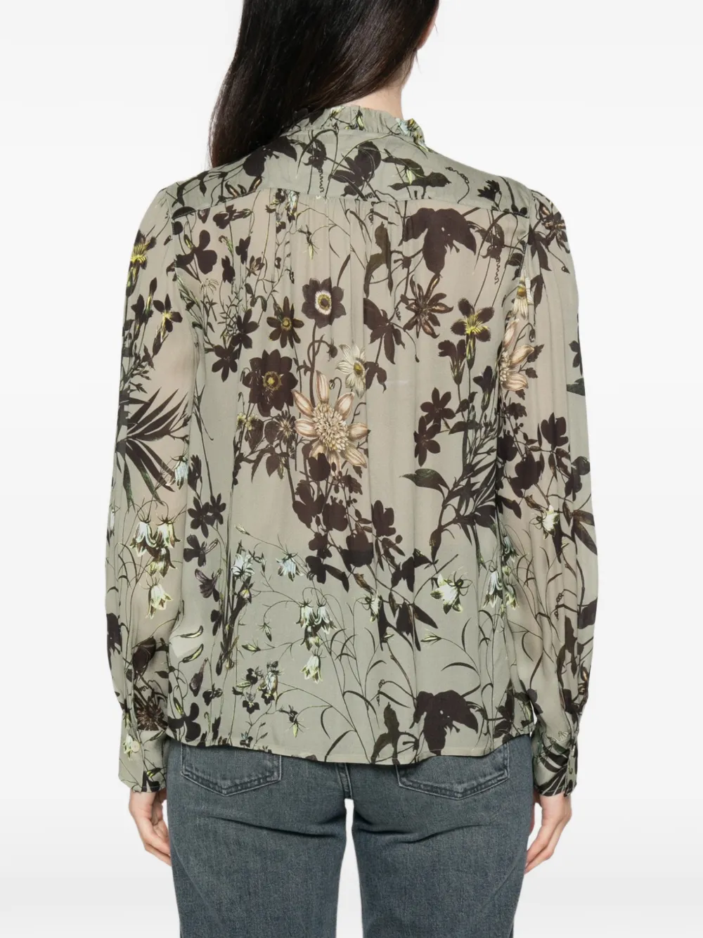 Marc O'Polo floral-print ruffled blouse Groen