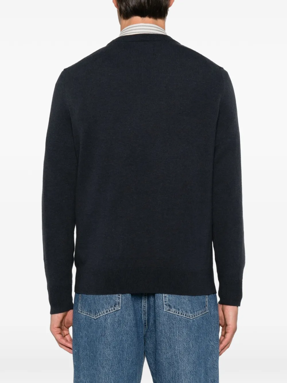 Marc O'Polo Trui met geborduurd logo en ronde hals Blauw