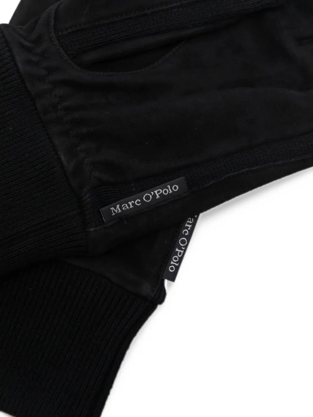 Marc O'Polo Suède handschoenen met geribbelde afwerking Zwart