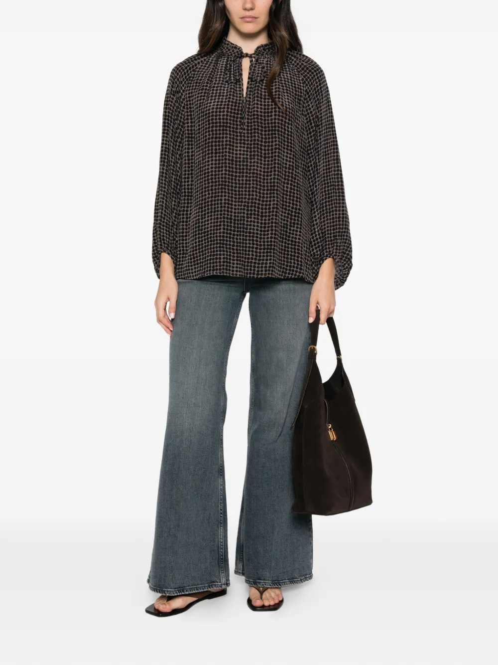 Marc O'Polo polka-dot tie-neck blouse Beige