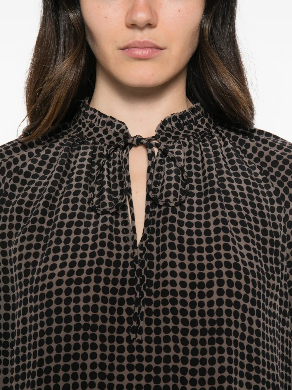 Marc O'Polo polka-dot tie-neck blouse Beige
