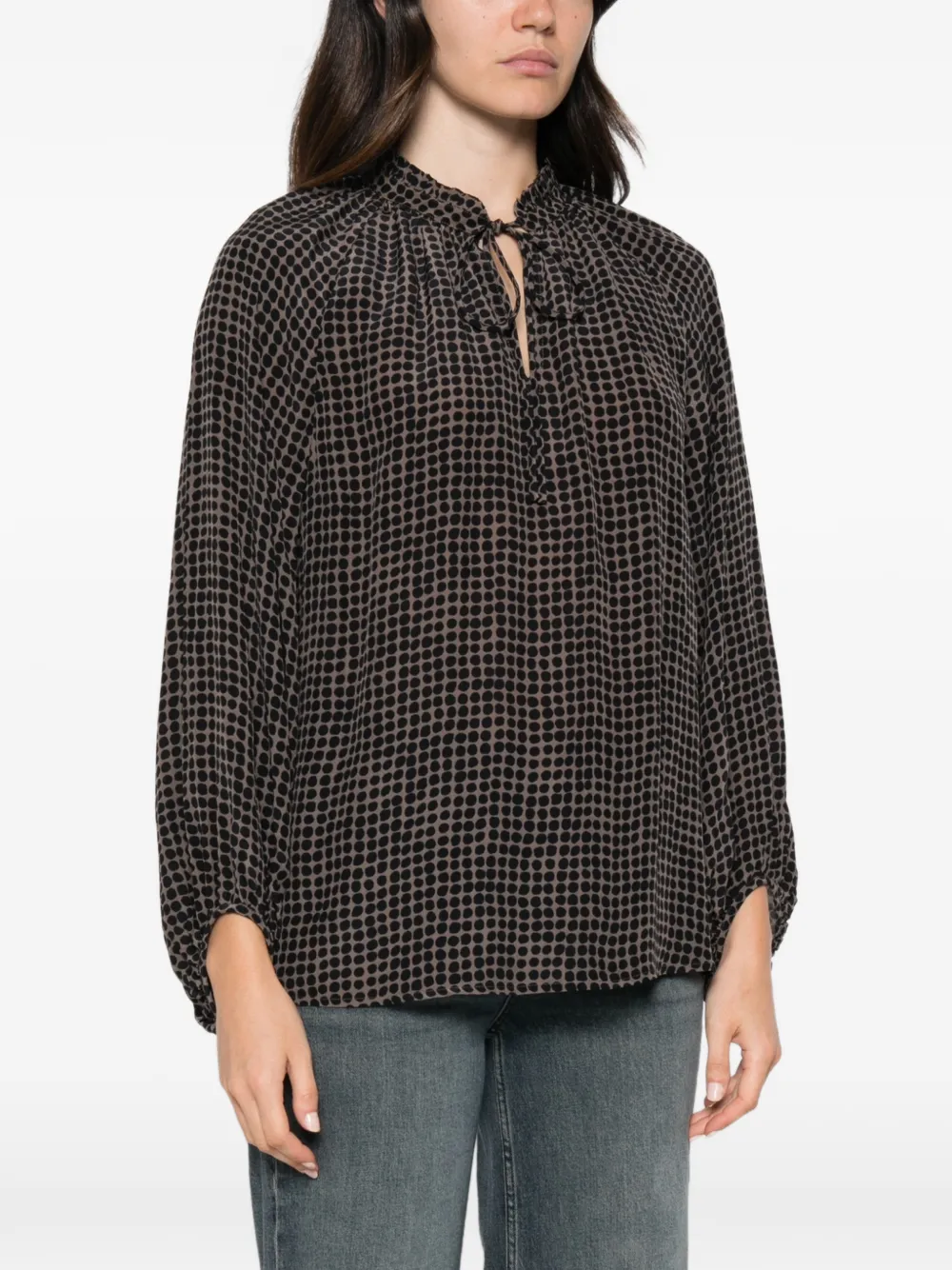 Marc O'Polo polka-dot tie-neck blouse Beige