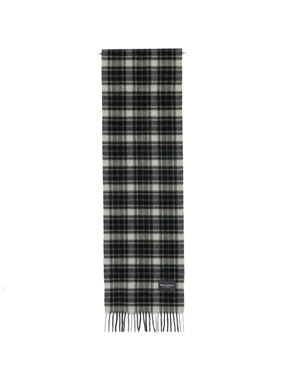 Marc O'Polo check-pattern fringed-edge scarf - Nero