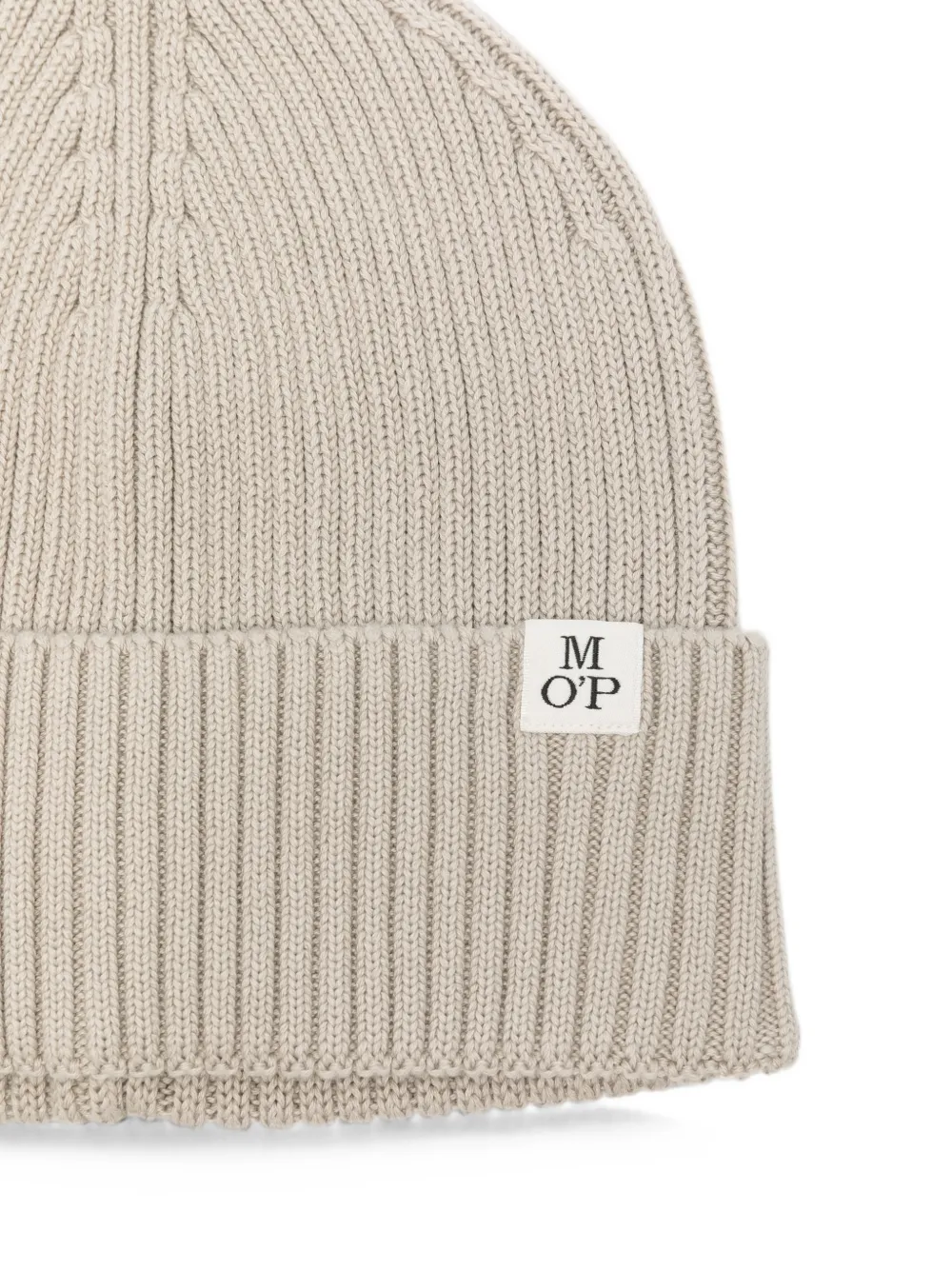 Marc O'Polo cable-knit ribbed-trim beanie hat Beige