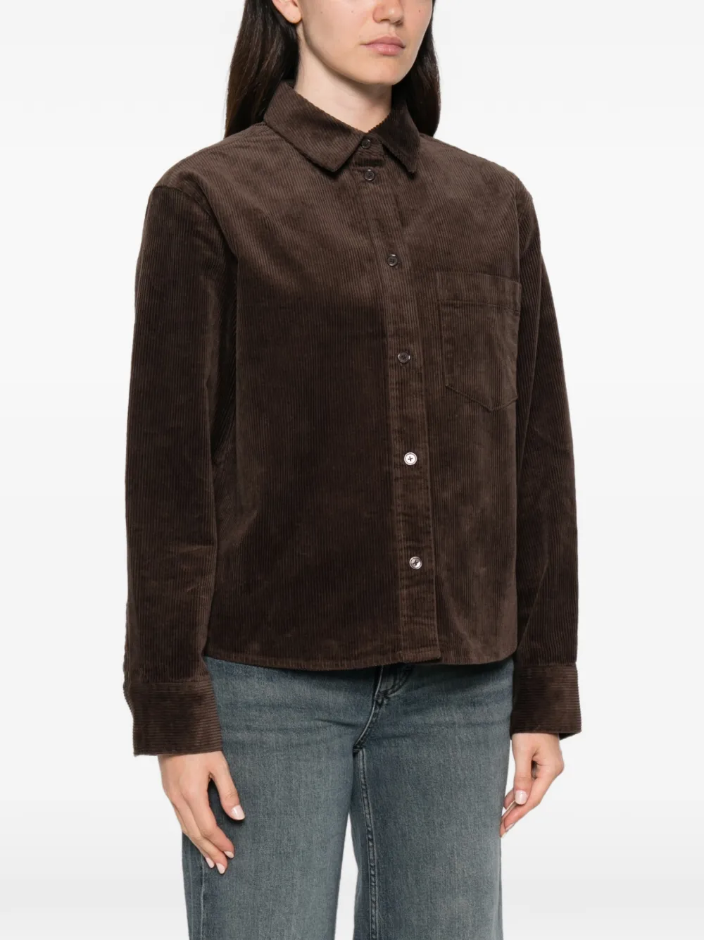 Marc O'Polo corduroy chest-pocket shirt Bruin