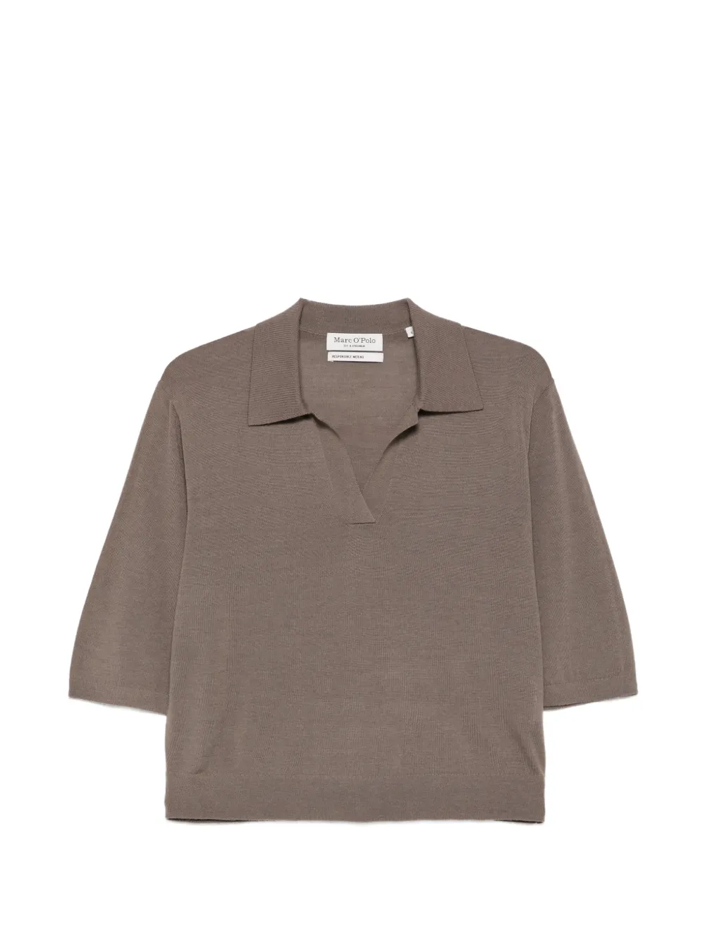 Marc O'Polo spread-collar elbow-sleeve top - Marrone