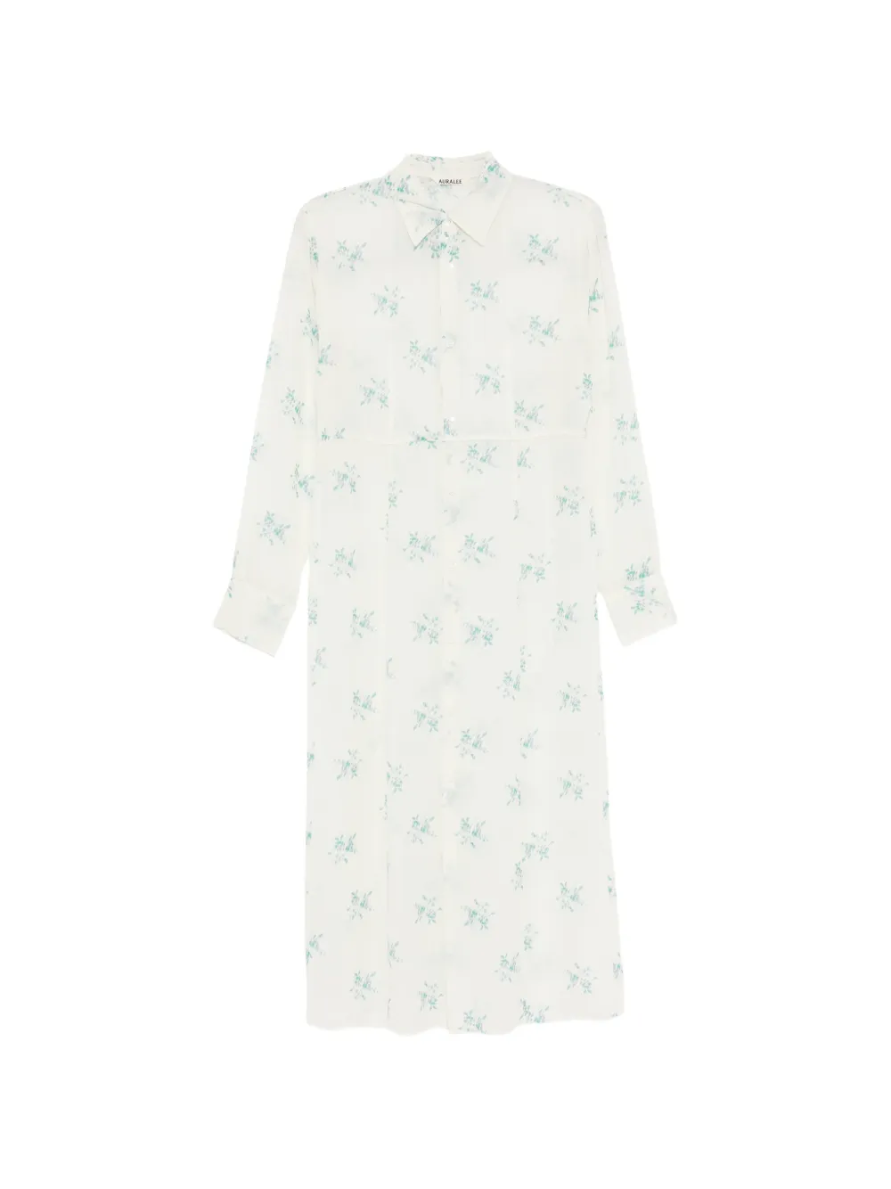 Auralee floral-print airy-silk georgette shirt dress - Bianco