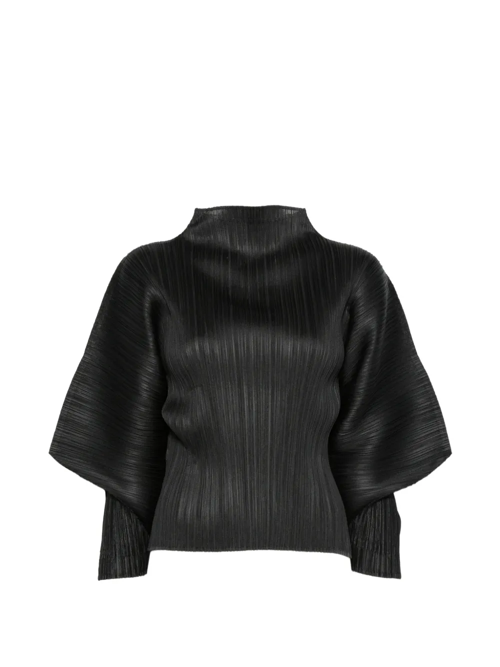 Pleats Please Issey Miyake plissé-effect batwing-sleeve top - Black