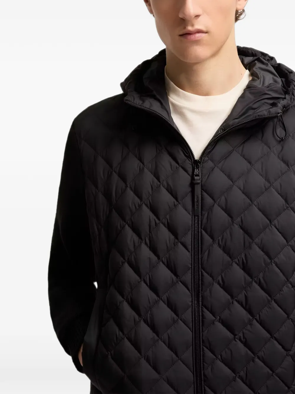 Moncler Gewatteerde trui met trekkoord en capuchon Zwart