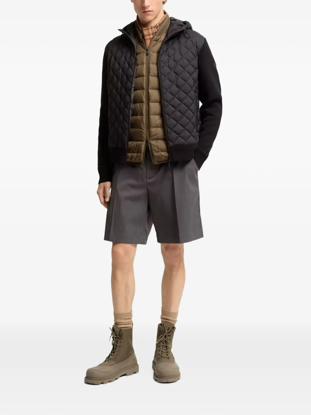Moncler Gewatteerde trui met trekkoord en capuchon Zwart