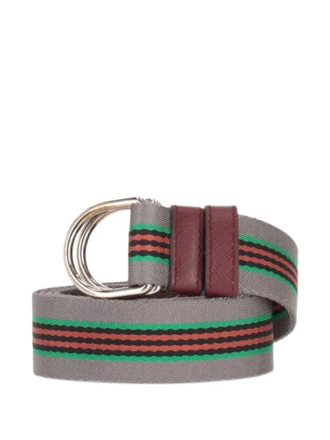 Prada striped D-ring belt