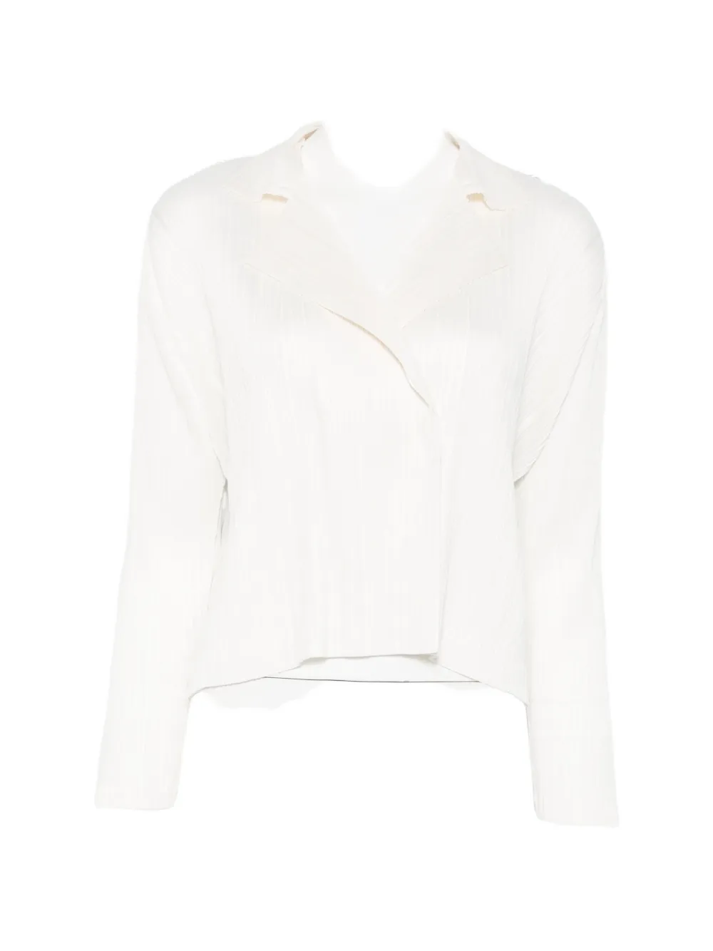 Pleats Please Issey Miyake plissé-effect notched-lapel jacket - Bianco