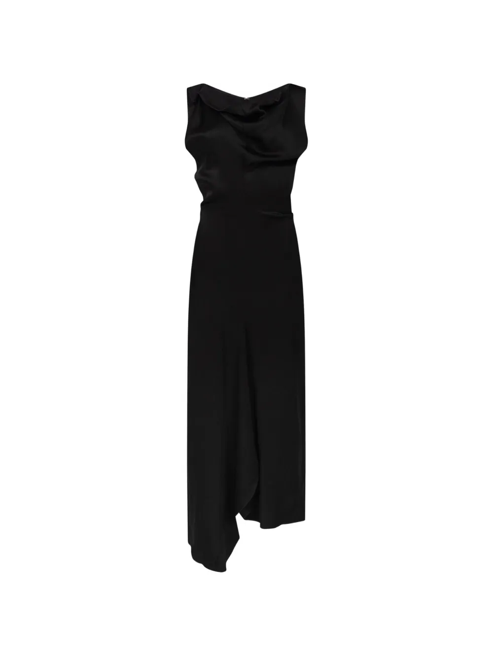 Victoria Beckham Draped Asymmetric Midi Dress In 블랙