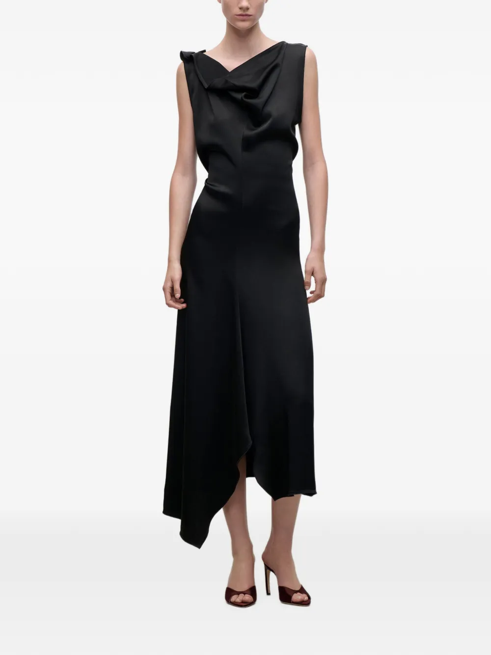 Victoria Beckham Asymmetrische midi-jurk Zwart