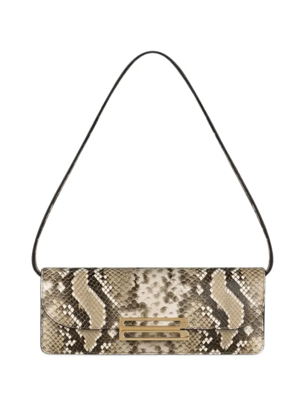 Victoria Beckham Dorian Snake-print East-west Clutch Bag in Neutrals