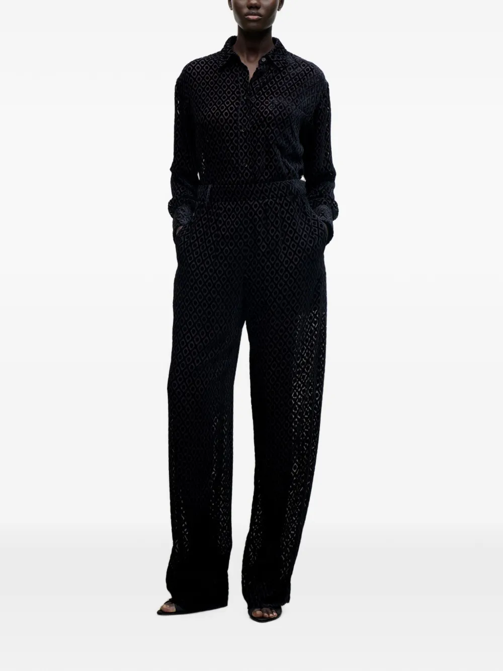 Victoria Beckham Remi blouse met geometrisch patroon Zwart