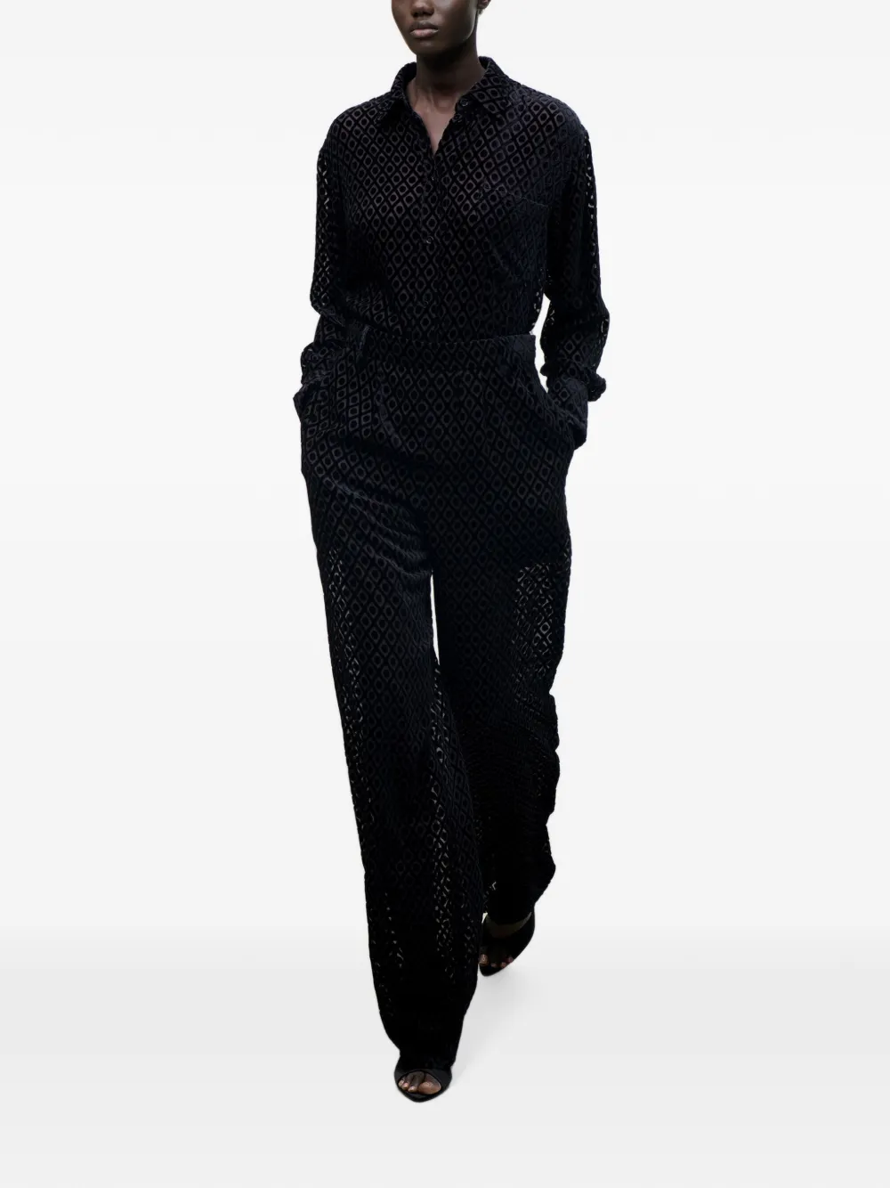 Victoria Beckham Remi blouse met geometrisch patroon Zwart