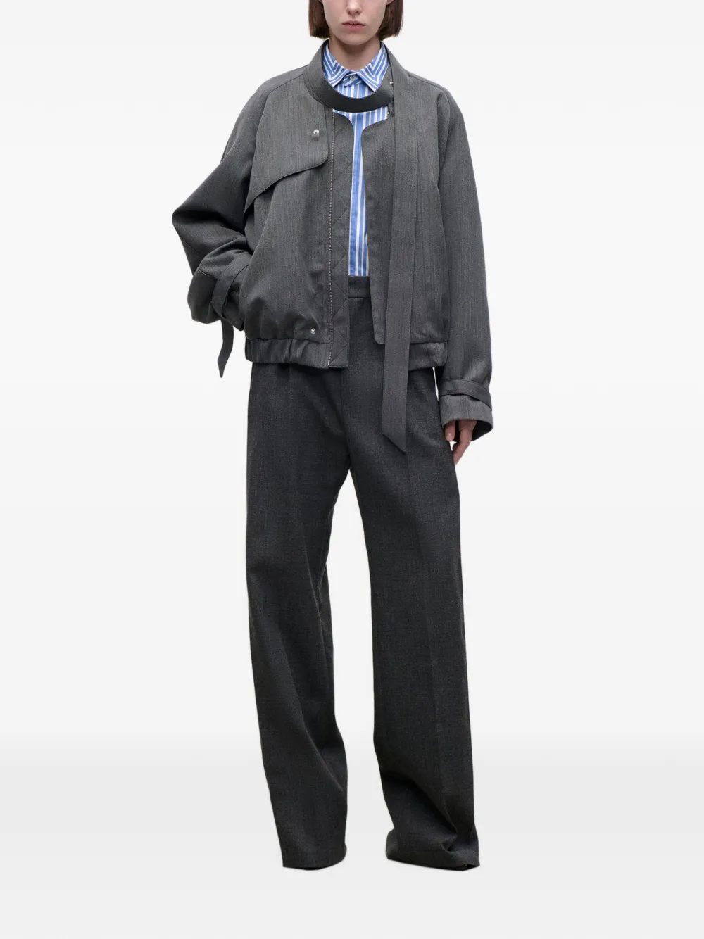 Victoria Beckham scarf-detail jacket Grijs