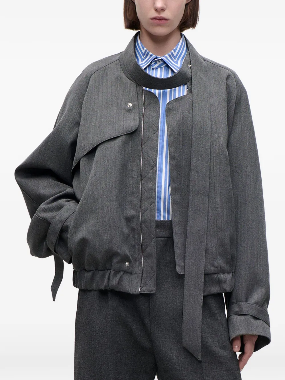 Victoria Beckham scarf-detail jacket Grijs