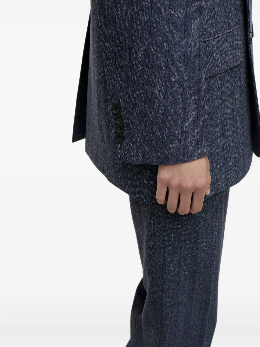 Victoria Beckham Blazer met krijtstreep en kraag met split Blauw