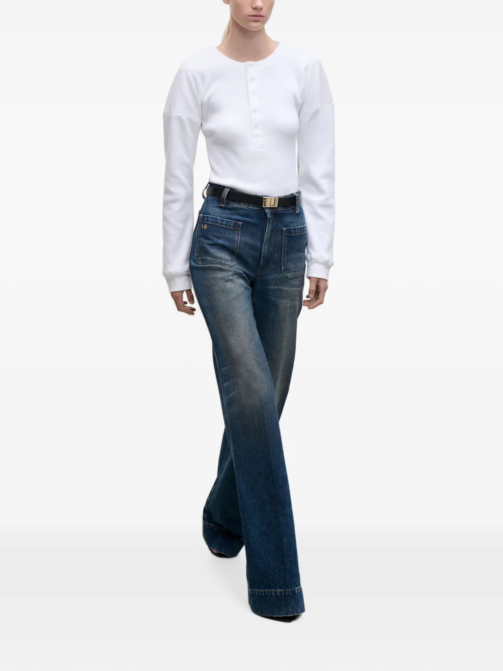 Victoria Beckham Hazel geribbelde sweater Wit