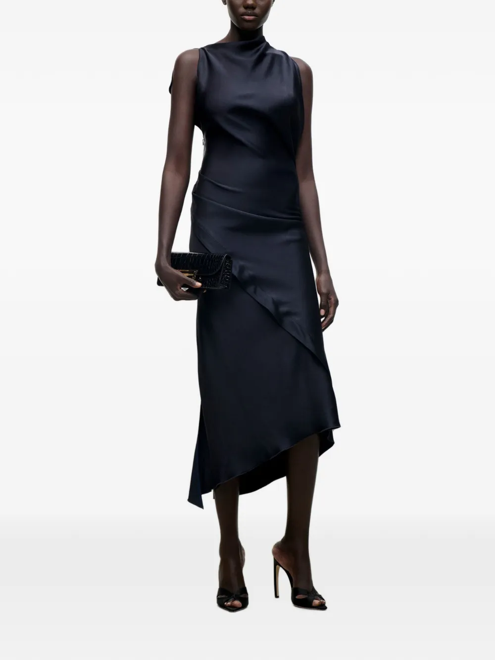 Victoria Beckham Kyra gedrapeerde midi-jurk Blauw
