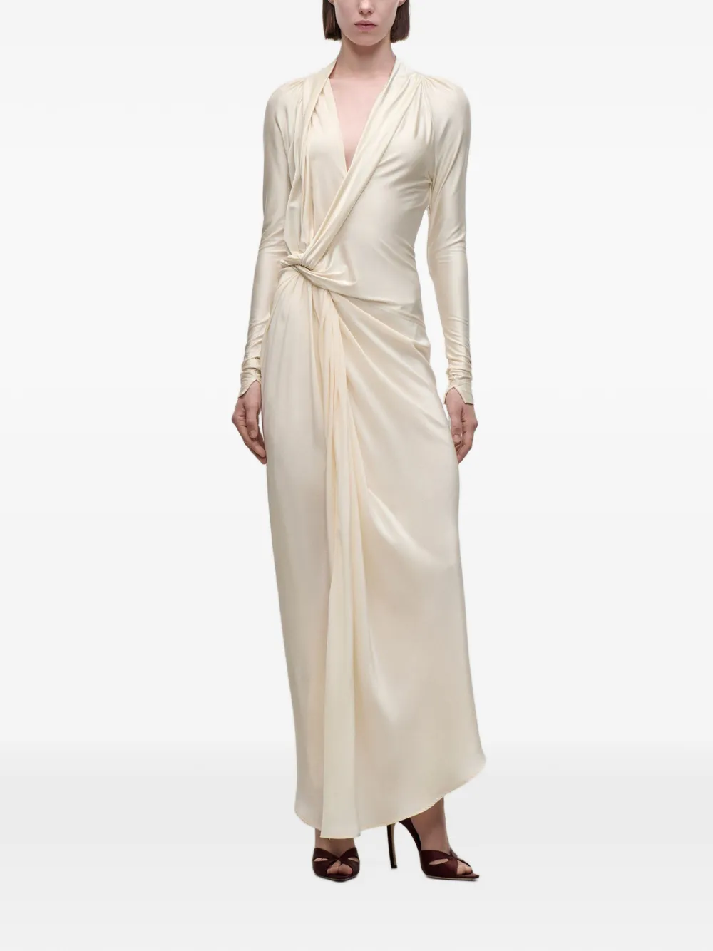 Victoria Beckham Lea midi-jurk met geknoopt detail Wit