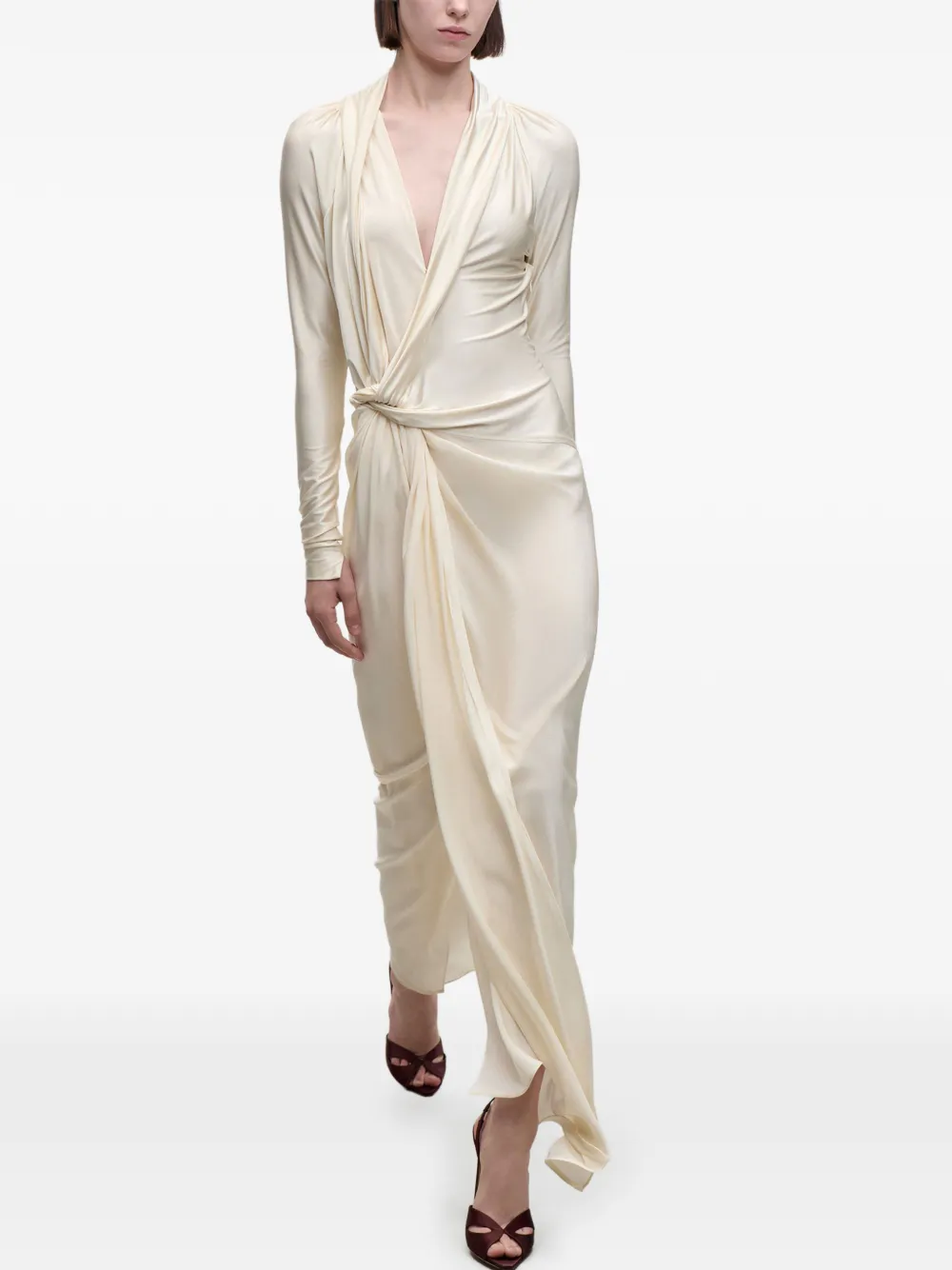 Victoria Beckham Lea midi-jurk met geknoopt detail Wit