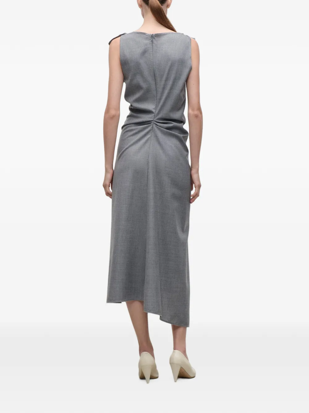 Victoria Beckham draped tailored midi dress Grijs