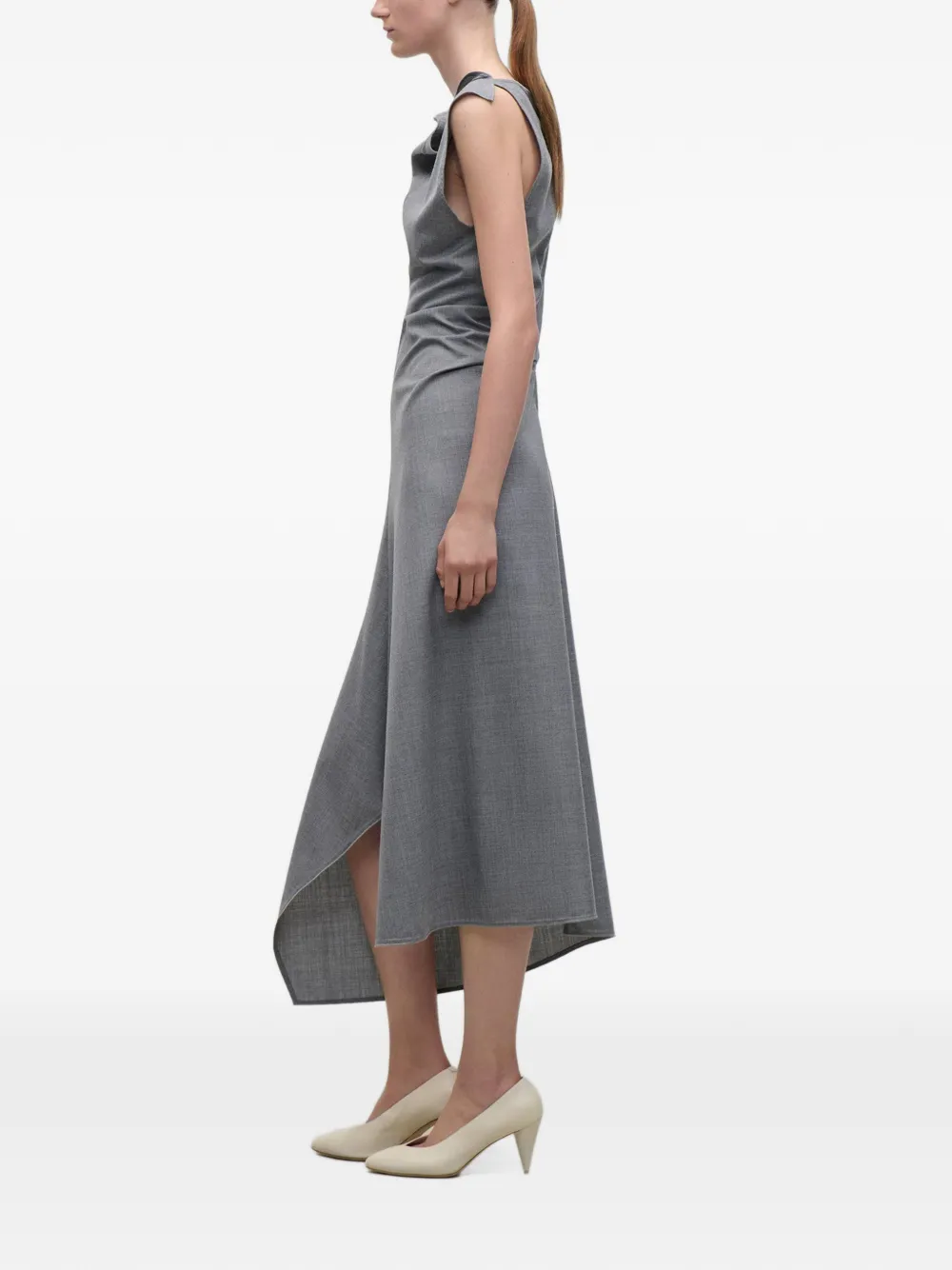 Victoria Beckham draped tailored midi dress Grijs