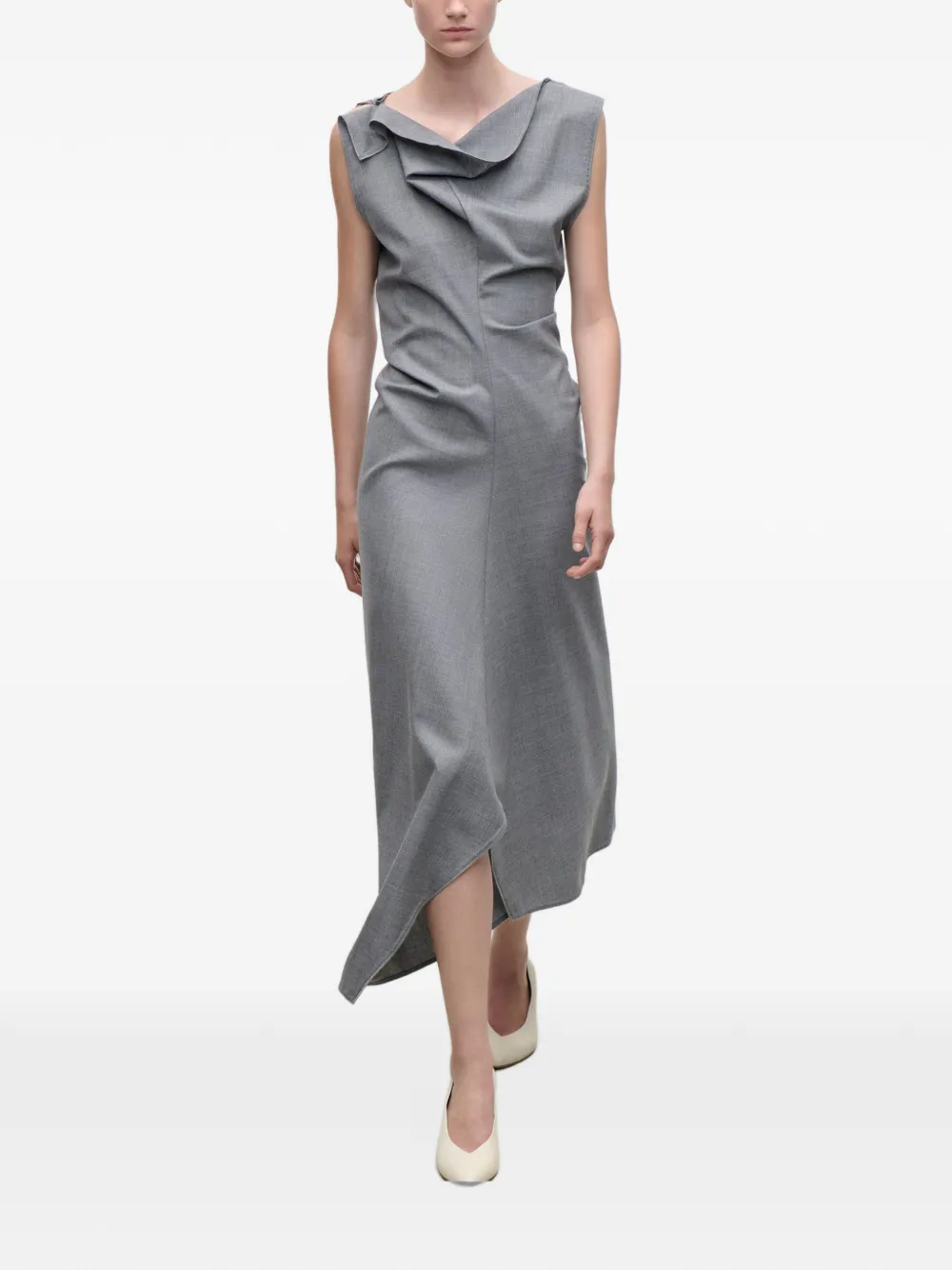 Victoria Beckham draped tailored midi dress Grijs