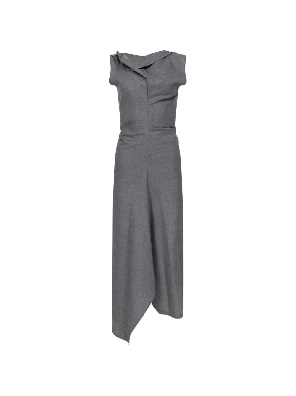 Victoria Beckham Draped Tailored Midi Dress In Grey