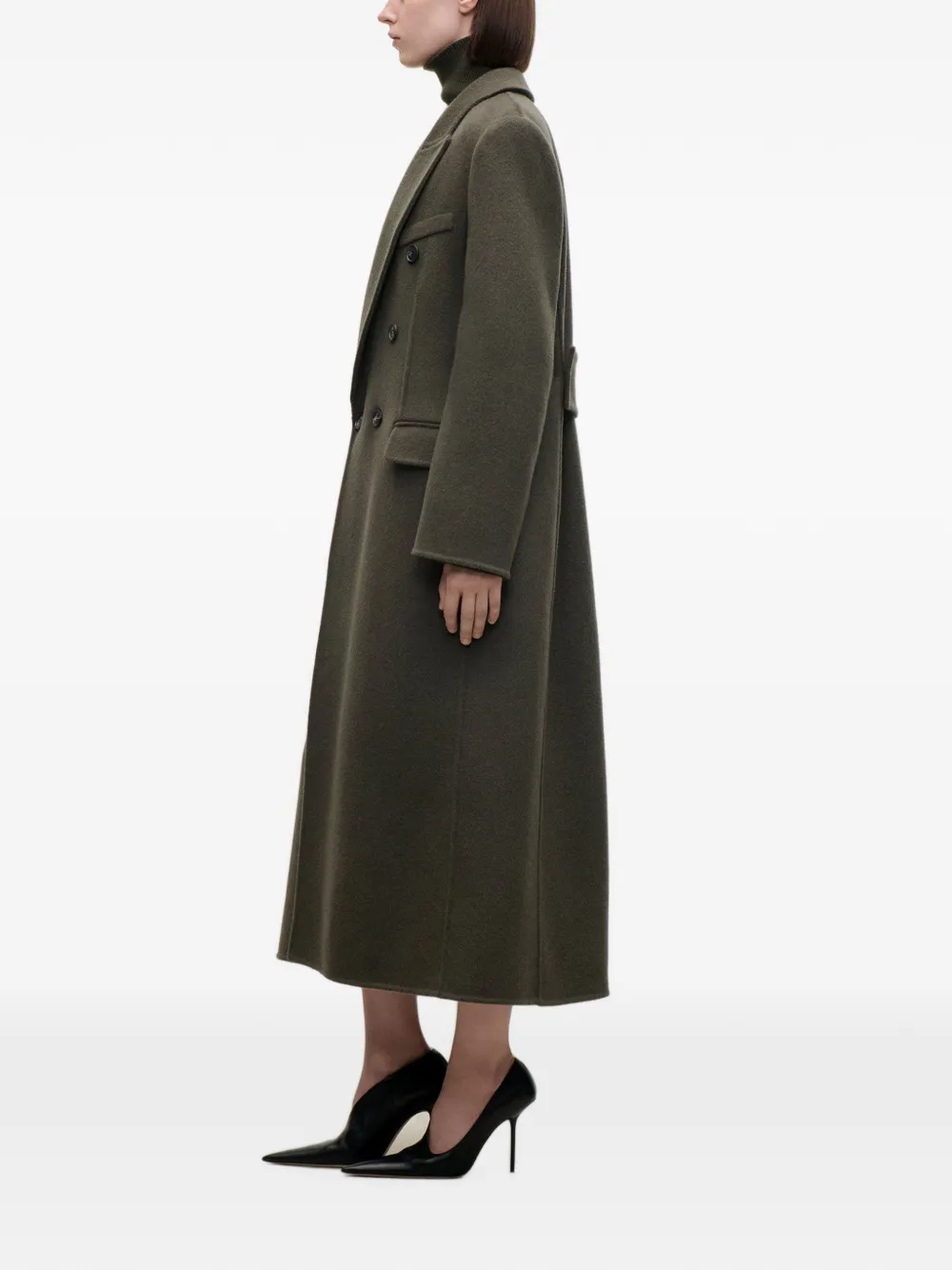 Victoria Beckham Catriona wollen jas met dubbele rij knopen Groen