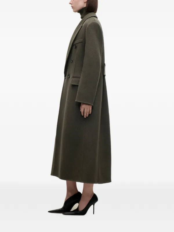 Victoria Beckham Catriona Double-breasted Wool Coat in Green, view 4
