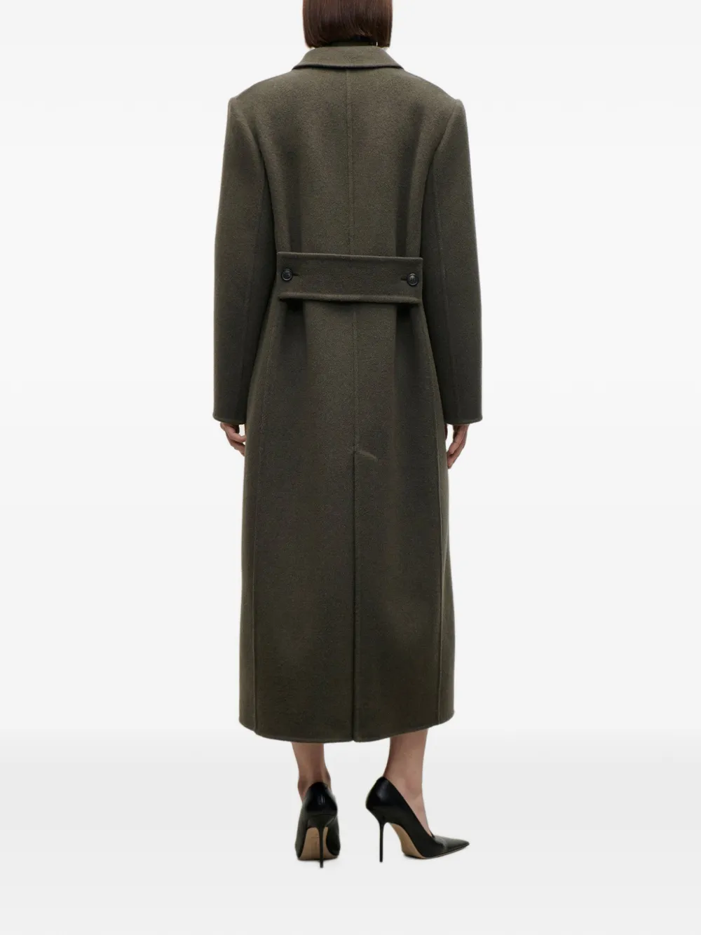 Victoria Beckham Catriona wollen jas met dubbele rij knopen Groen
