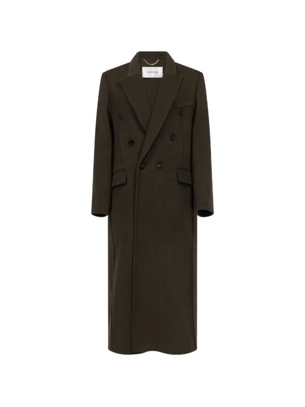 Victoria Beckham Catriona Double-breasted Wool Coat in Green