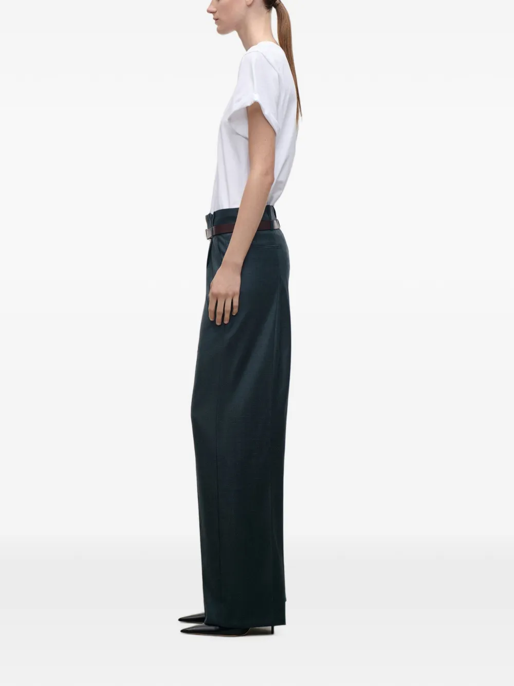 Victoria Beckham Ethel broek met wijde pijpen Groen