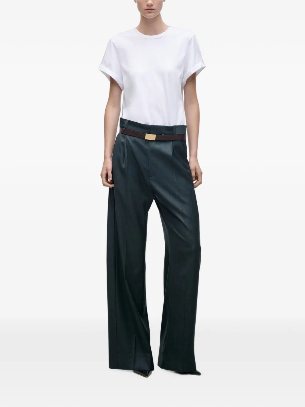 Victoria Beckham Ethel broek met wijde pijpen Groen