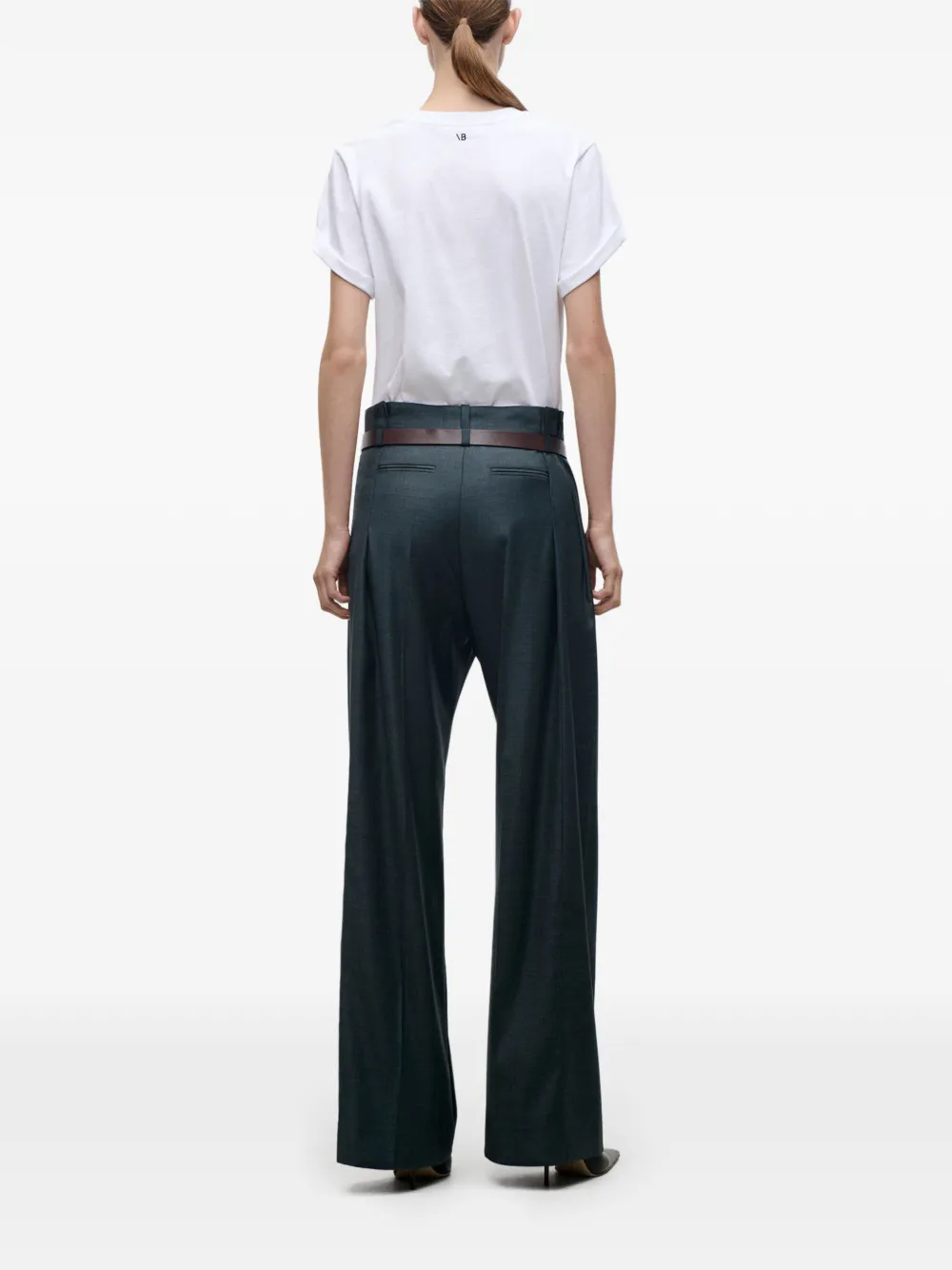 Victoria Beckham Ethel broek met wijde pijpen Groen