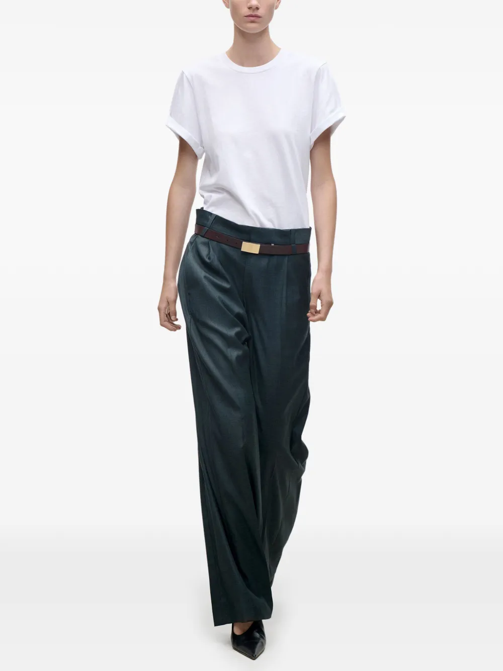 Victoria Beckham Ethel broek met wijde pijpen Groen