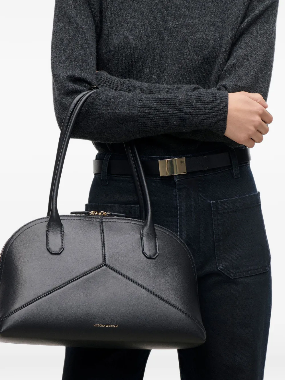 Victoria Beckham Victoria leather shoulder bag Zwart