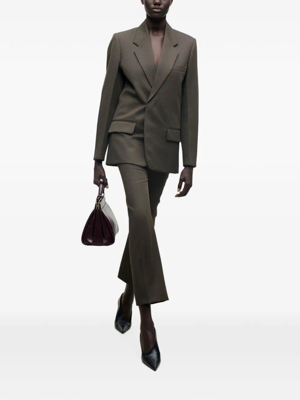 Victoria Beckham Wollen blazer met enkele rij knopen Groen