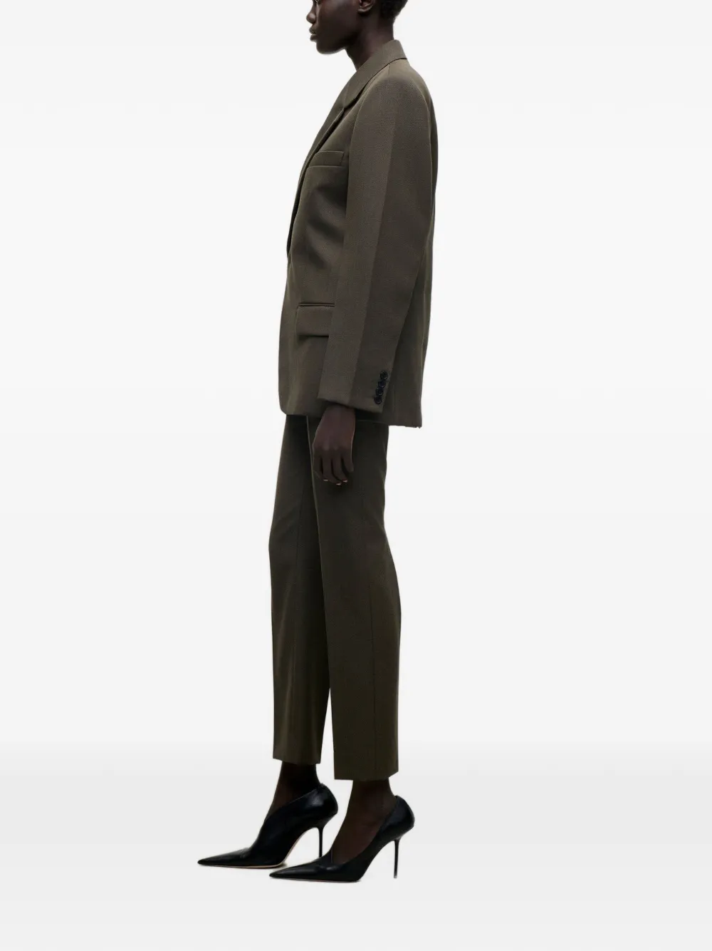 Victoria Beckham Wollen blazer met enkele rij knopen Groen
