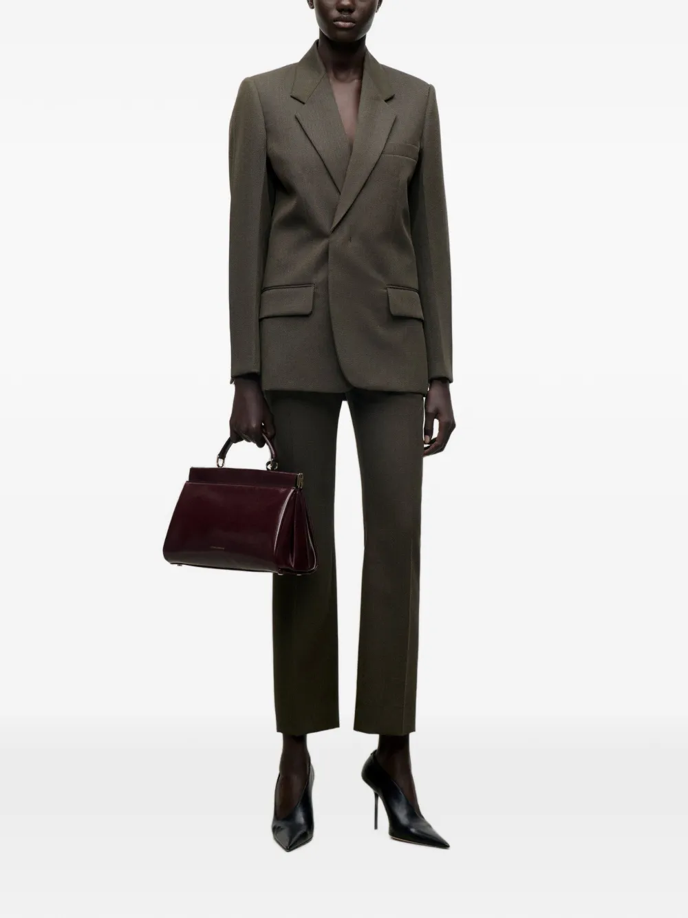 Victoria Beckham Wollen blazer met enkele rij knopen Groen