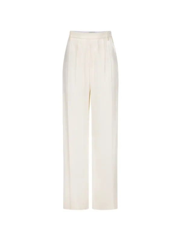 Victoria Beckham Relaxed Curved-leg Trousers in Neutrals