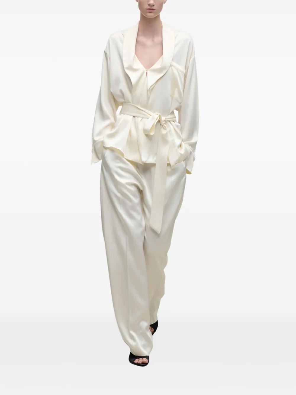 Victoria Beckham Alba blouse met ceintuur Beige