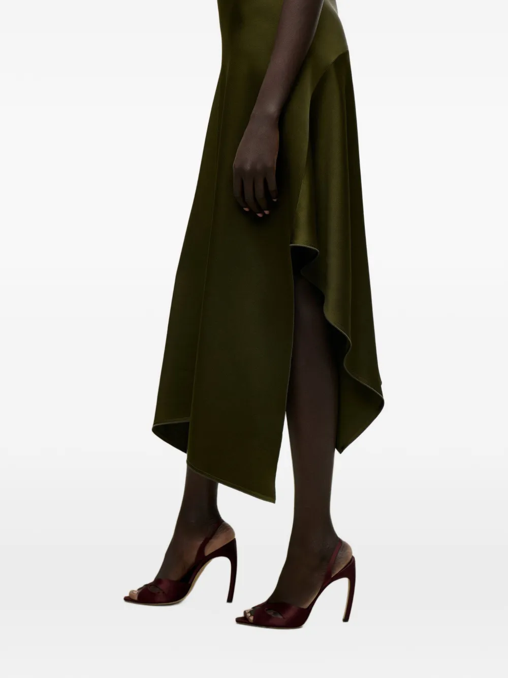 Victoria Beckham Gedrapeerde midi-jurk Groen